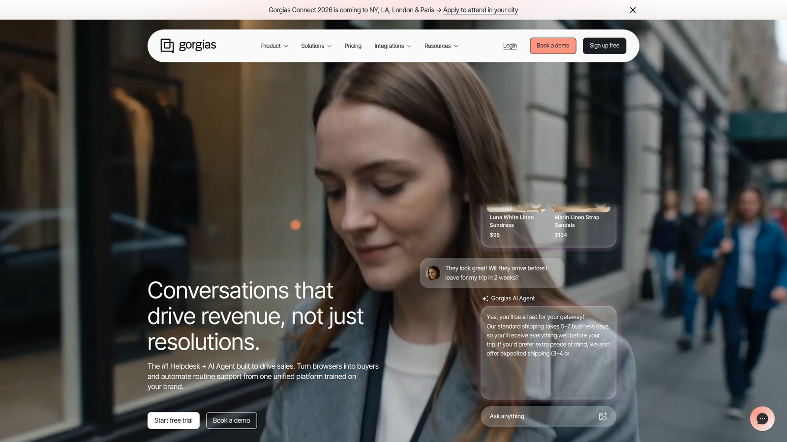 Screenshot of Gorgias website