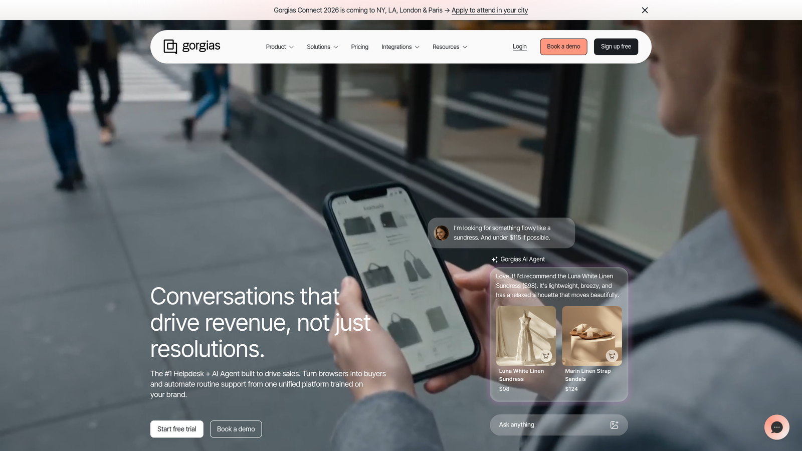 Screenshot of Gorgias website