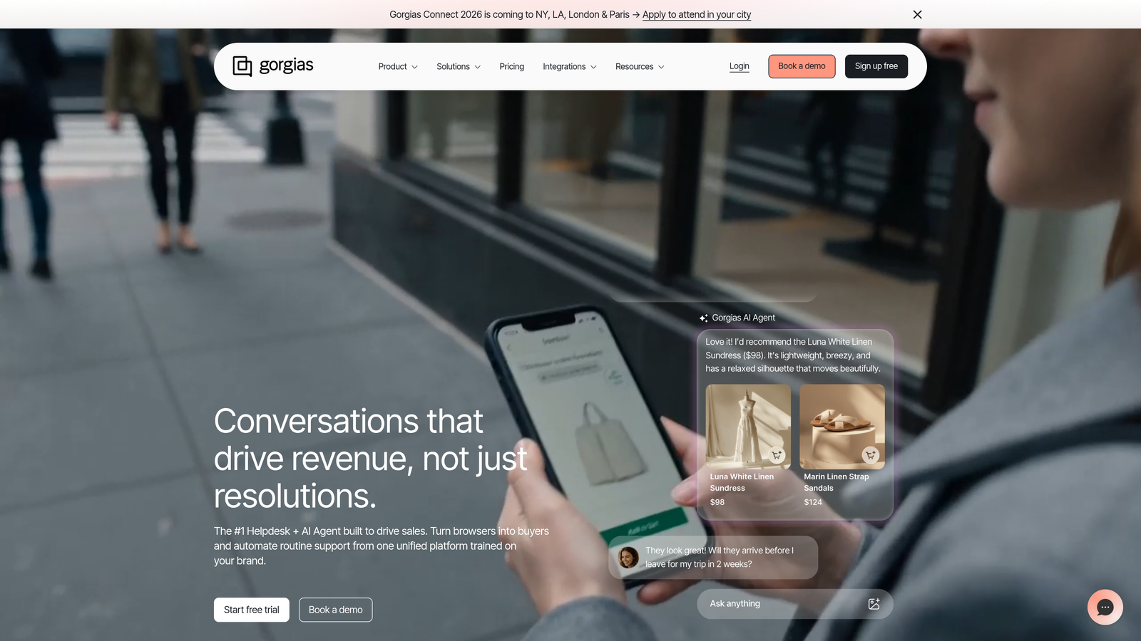 Screenshot of Gorgias website