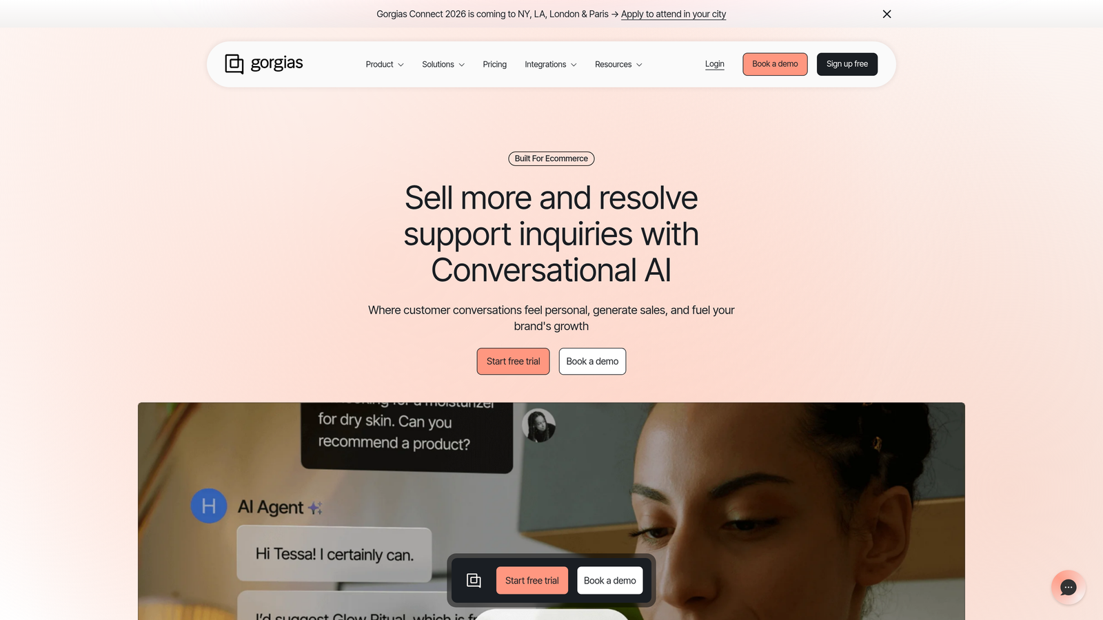 Screenshot of Gorgias website