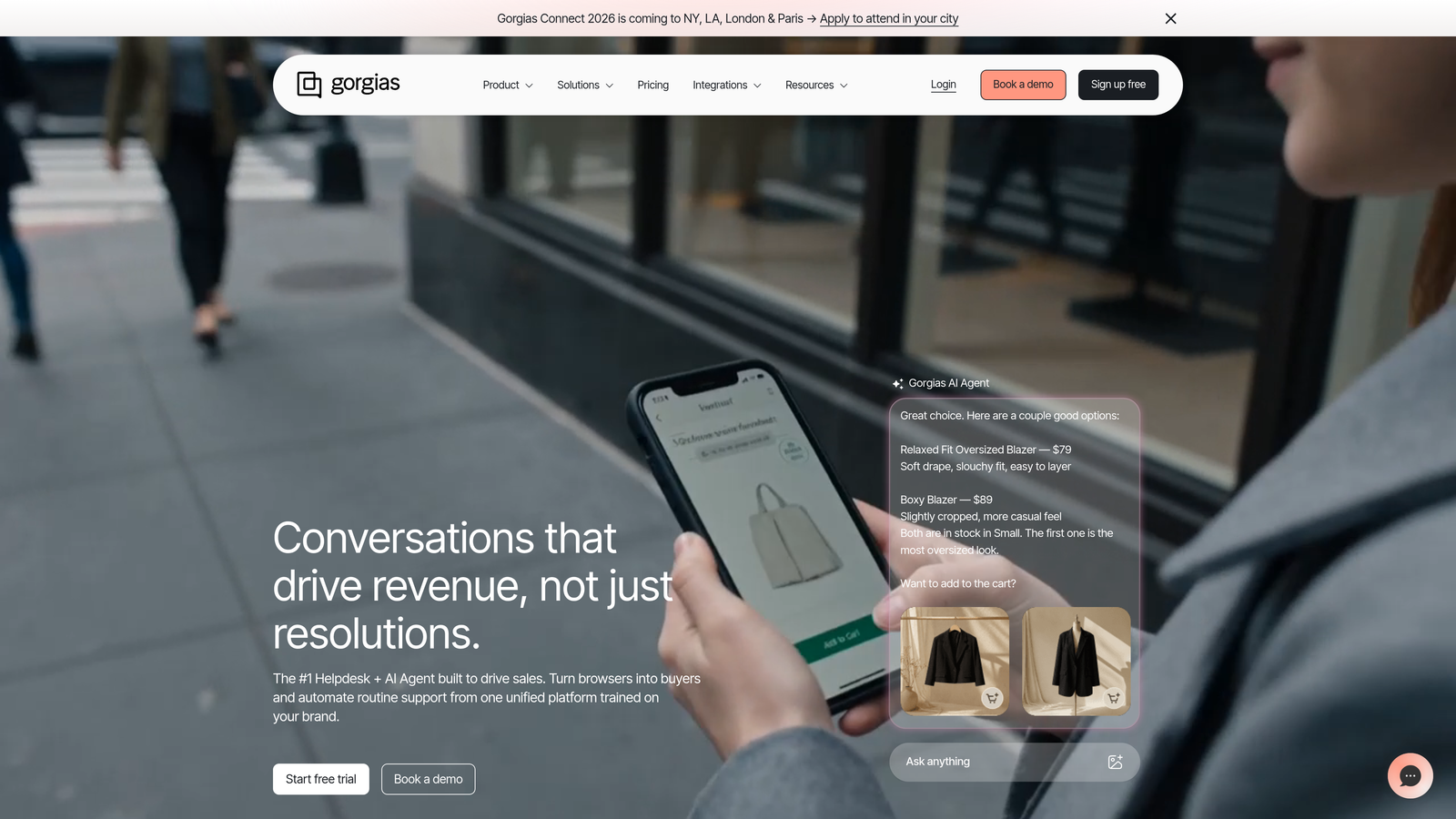 Screenshot of Gorgias website