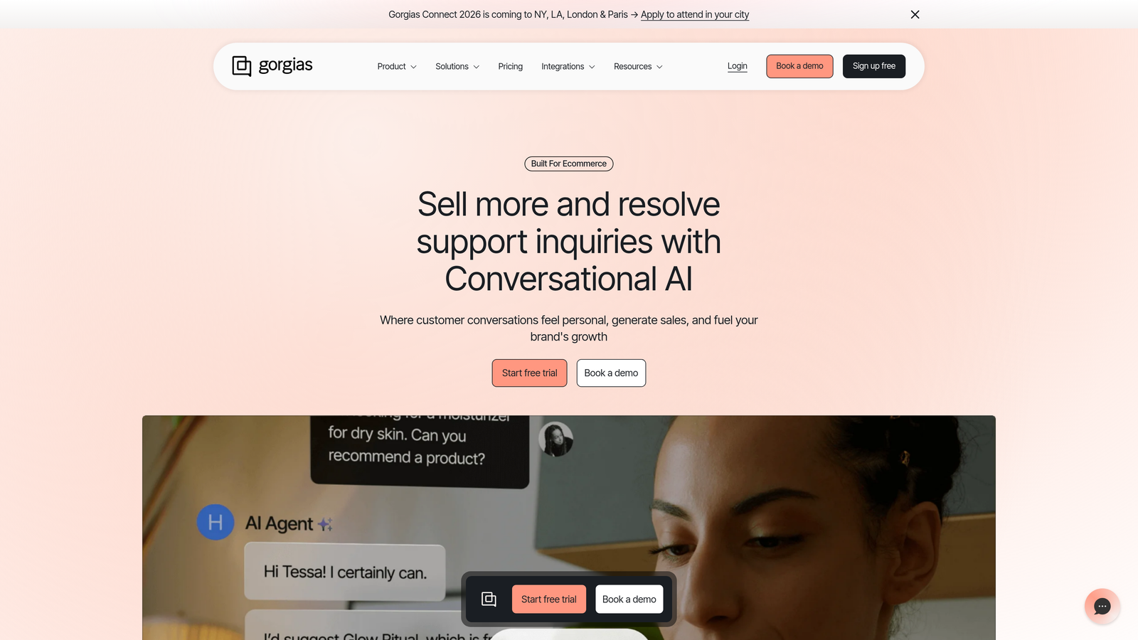 Screenshot of Gorgias website