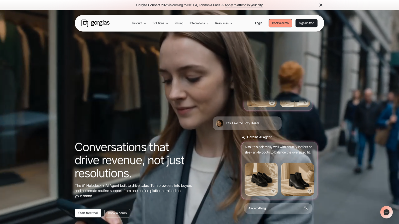 Screenshot of Gorgias website