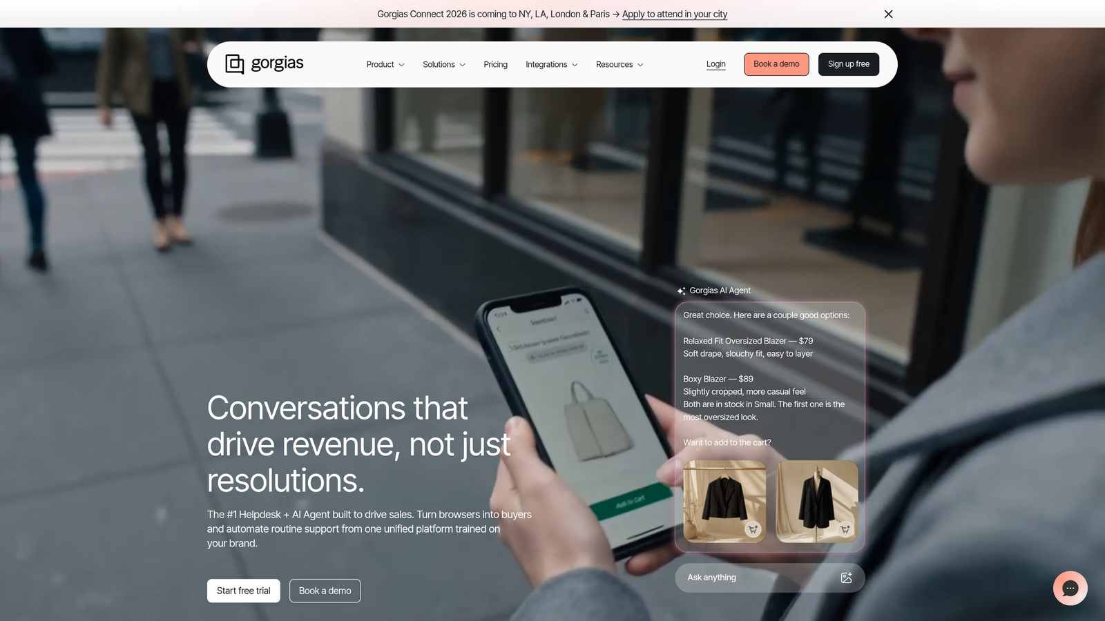 Screenshot of Gorgias website