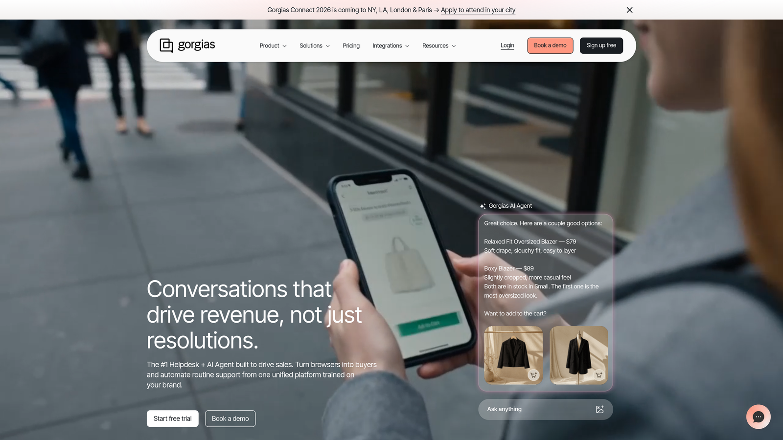 Screenshot of Gorgias website