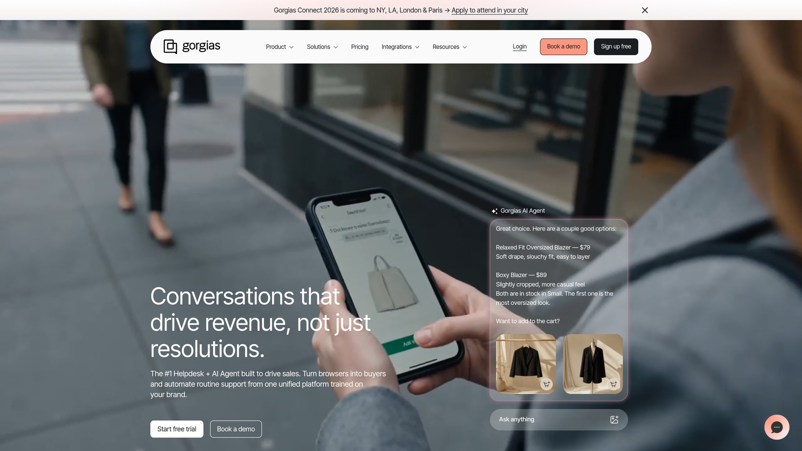 Screenshot of Gorgias website