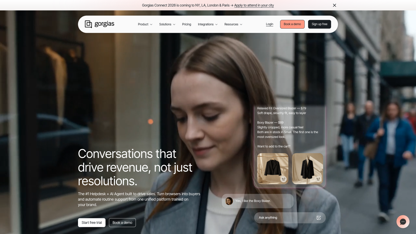 Screenshot of Gorgias website