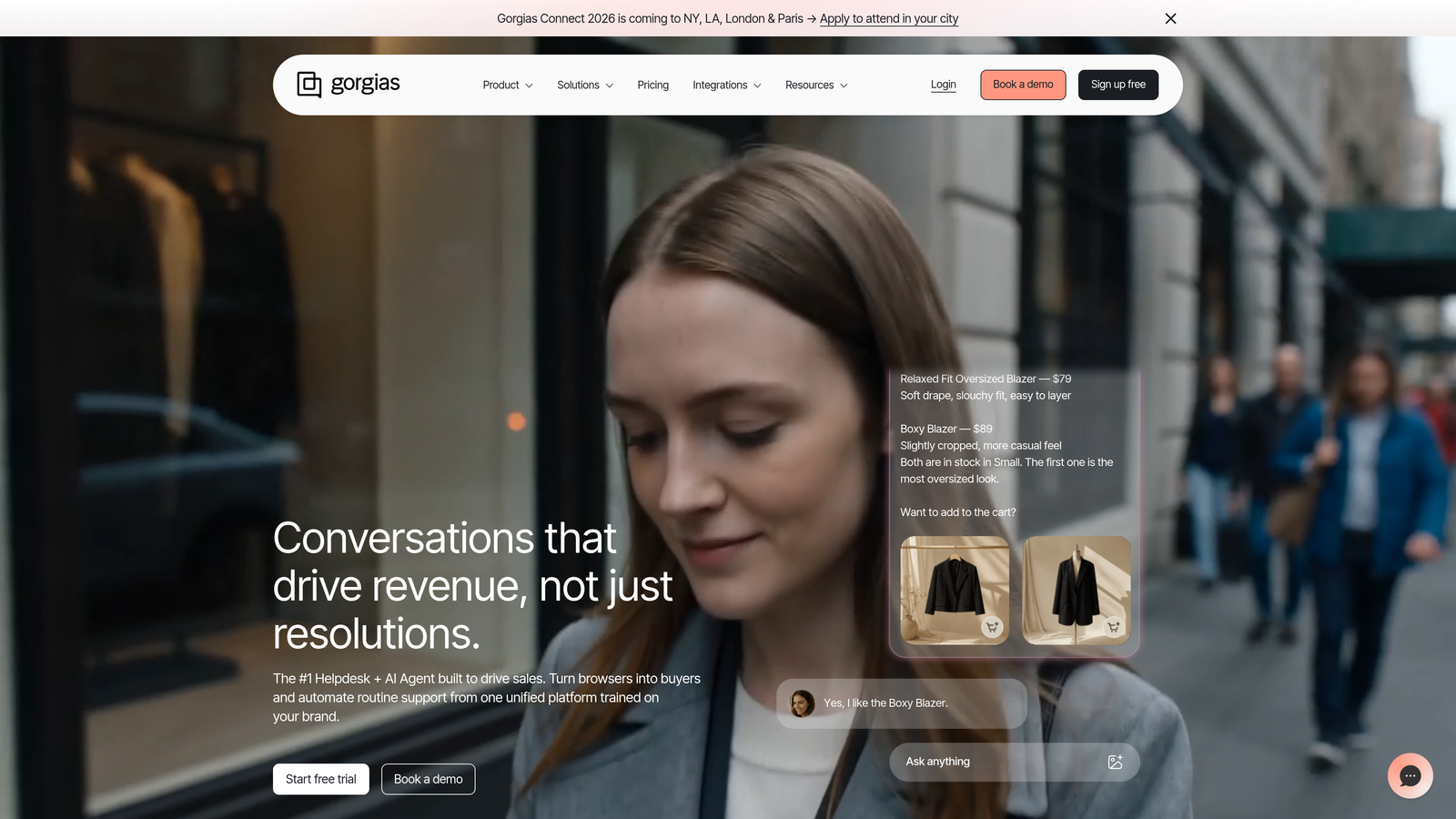 Screenshot of Gorgias website