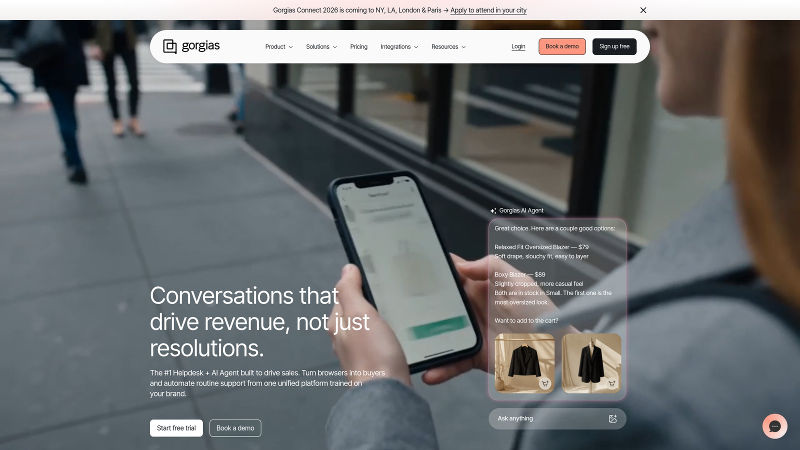 Screenshot of Gorgias website