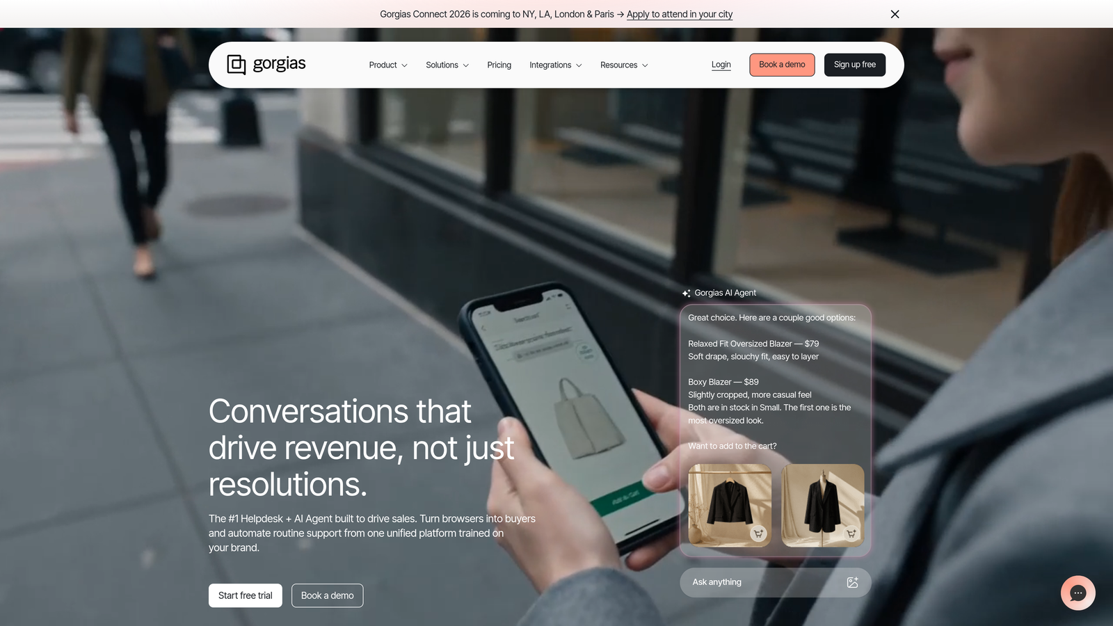 Screenshot of Gorgias website