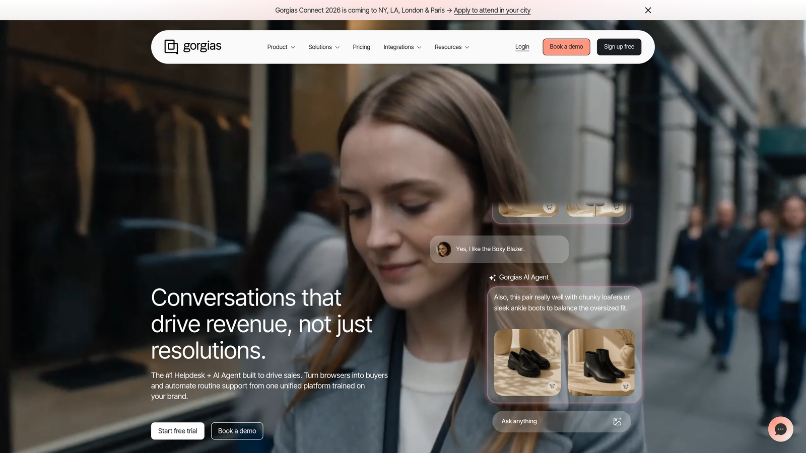 Screenshot of Gorgias website