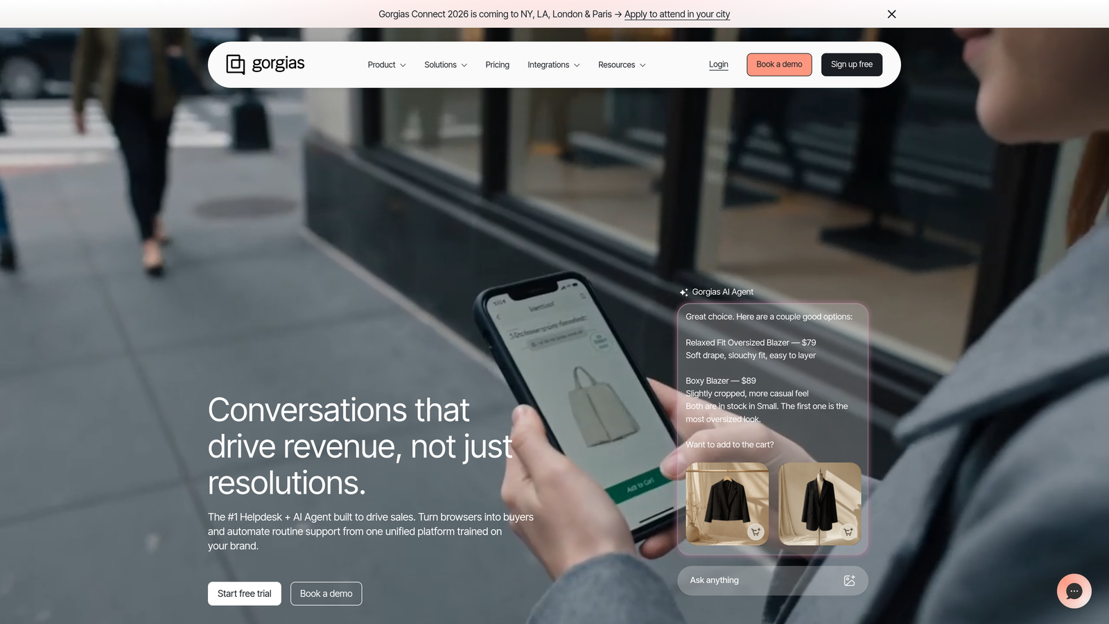 Screenshot of Gorgias website