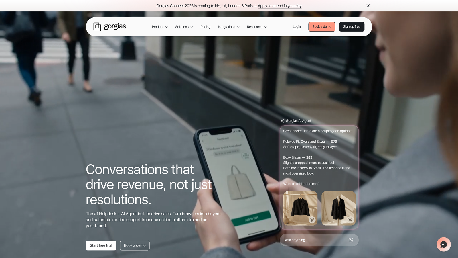 Screenshot of Gorgias website