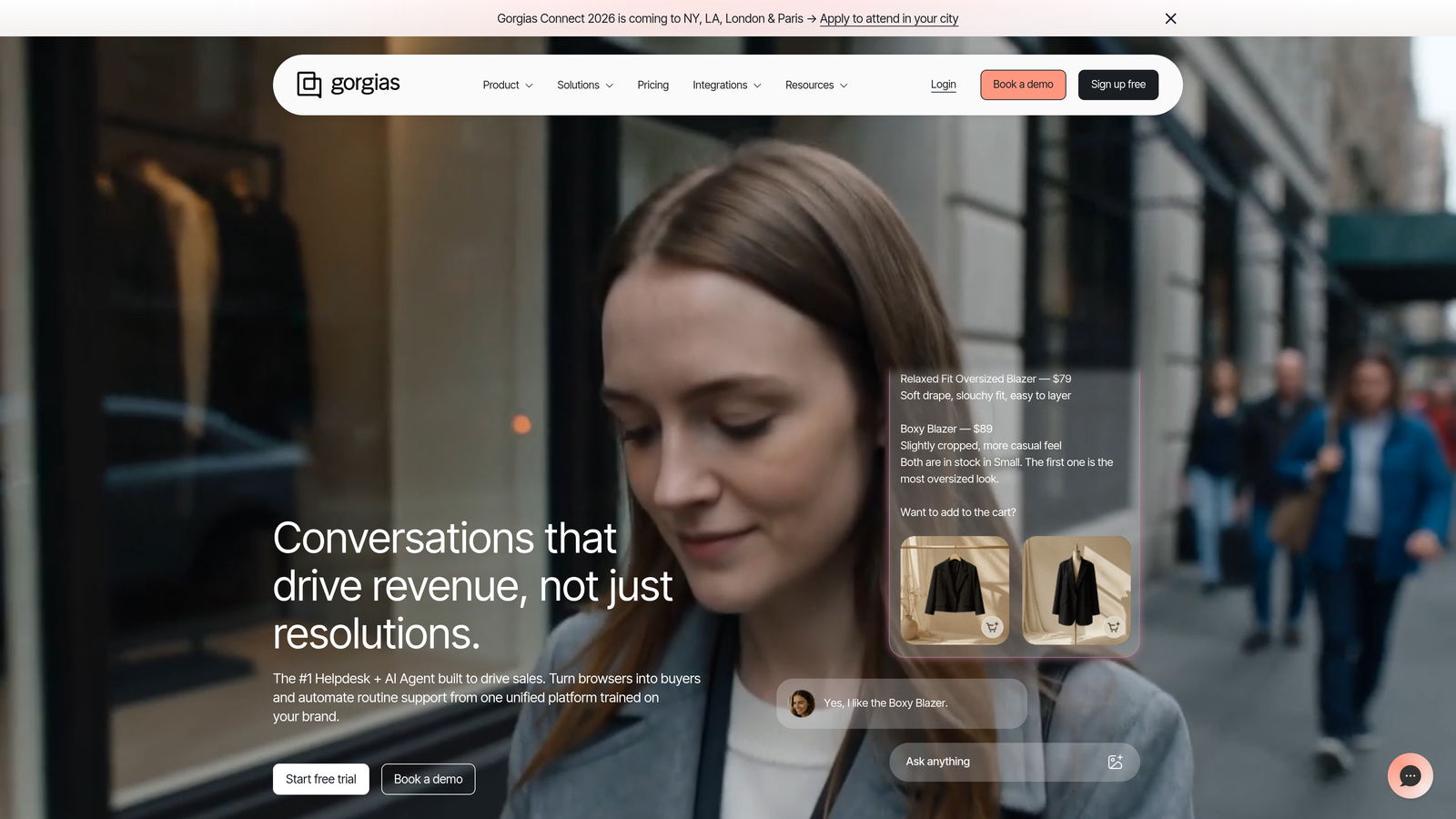 Screenshot of Gorgias website