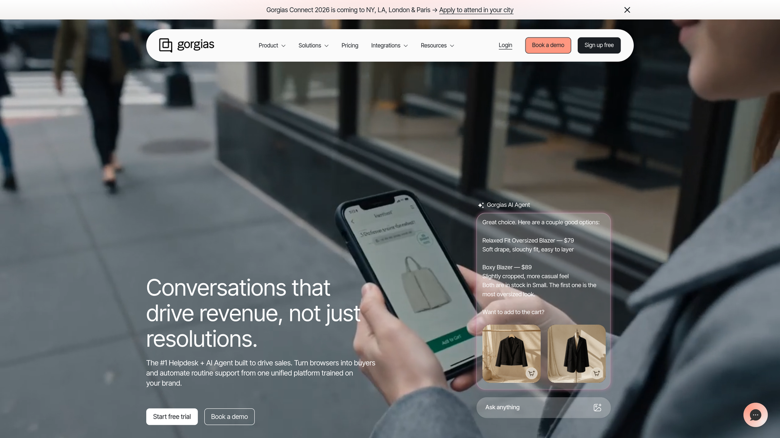 Screenshot of Gorgias website