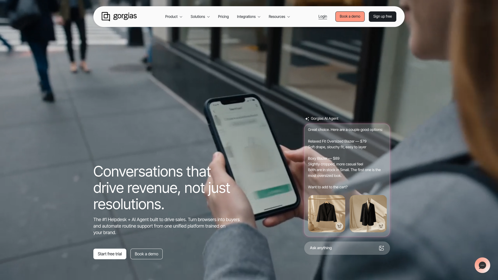 Screenshot of Gorgias website