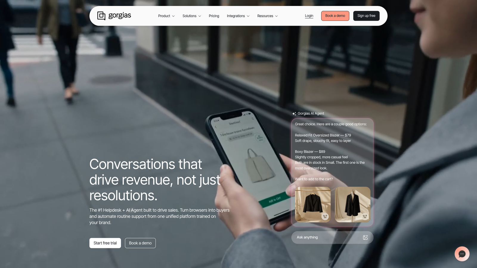 Screenshot of Gorgias website