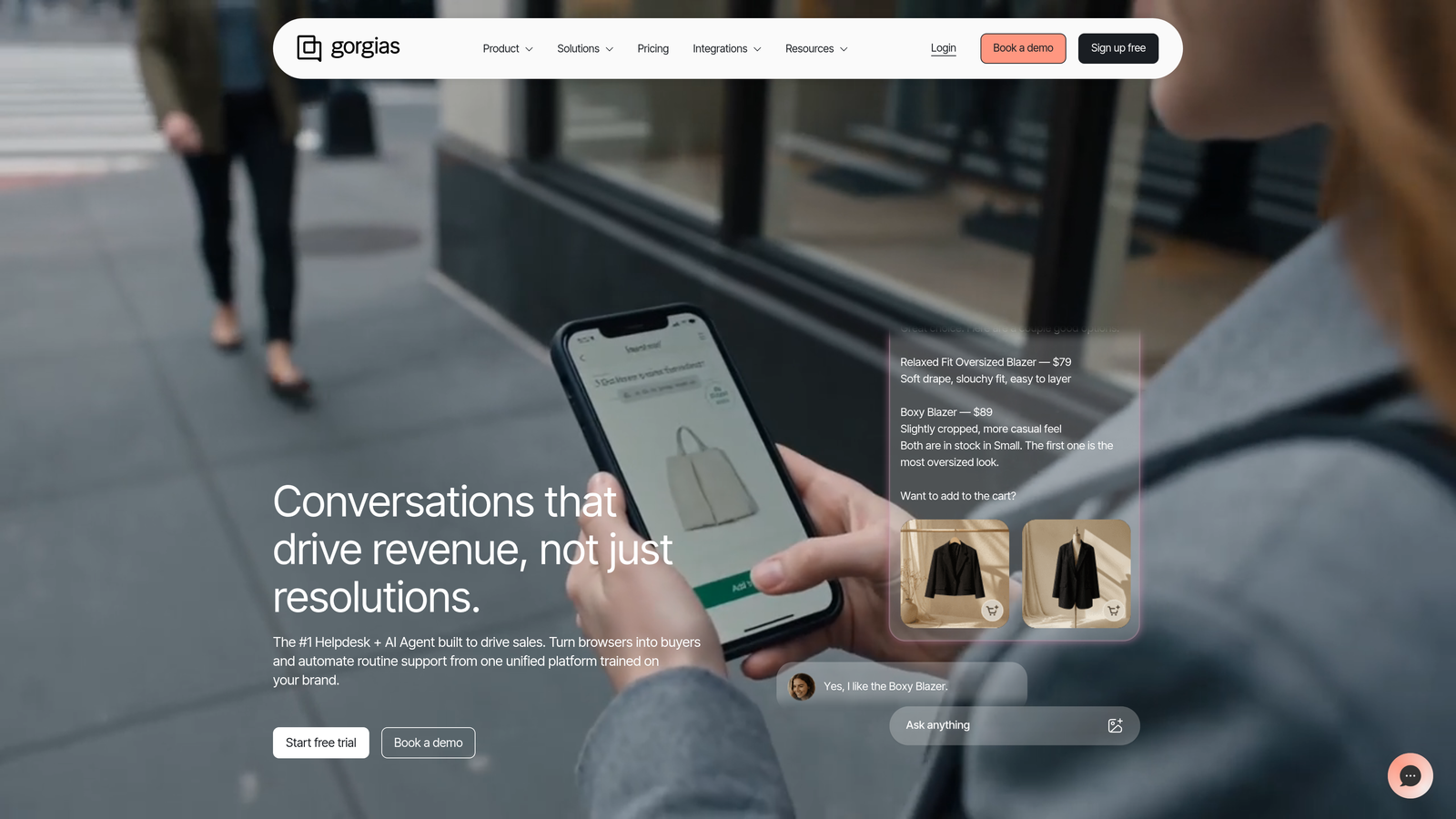 Screenshot of Gorgias website