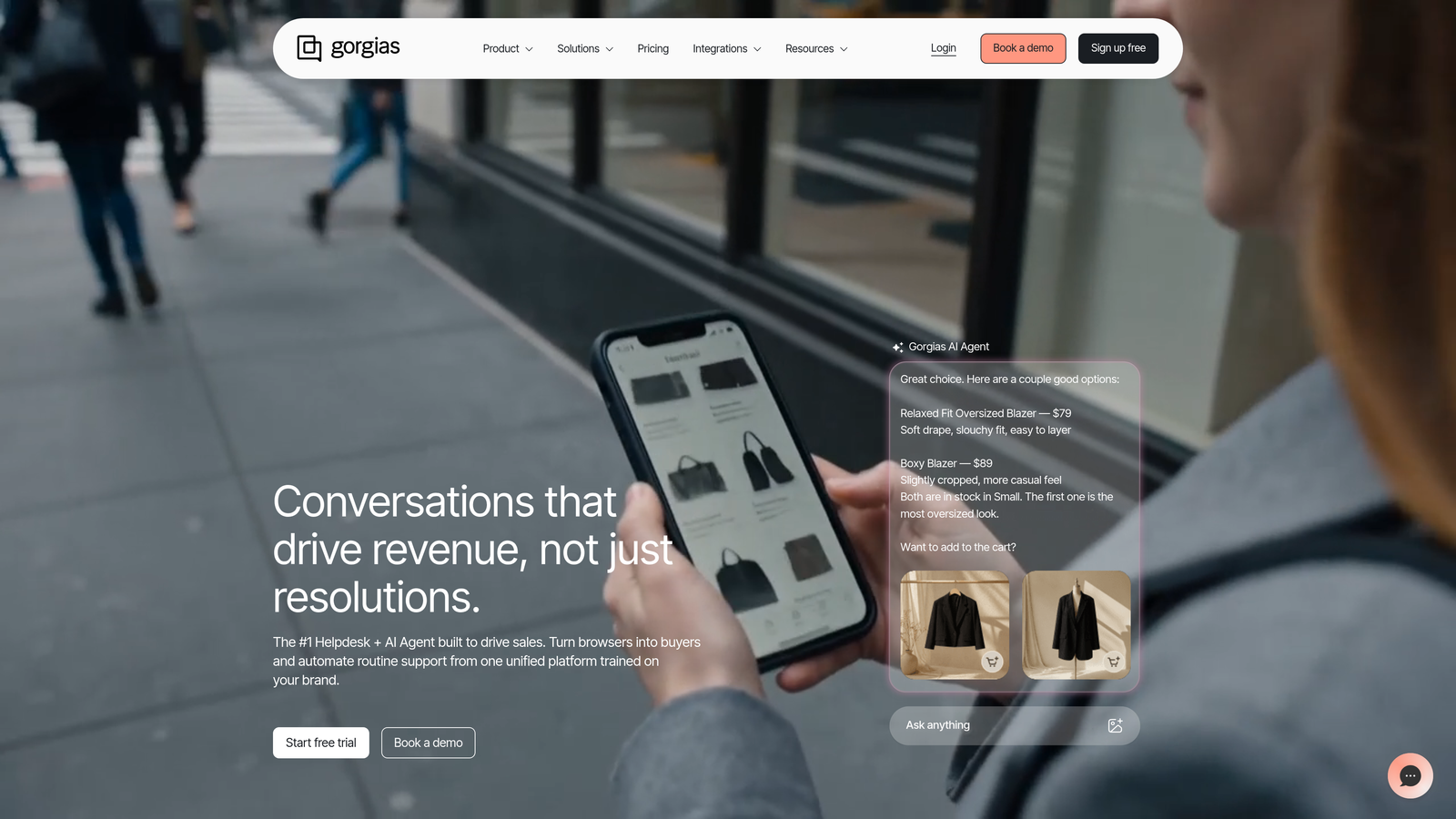 Screenshot of Gorgias website