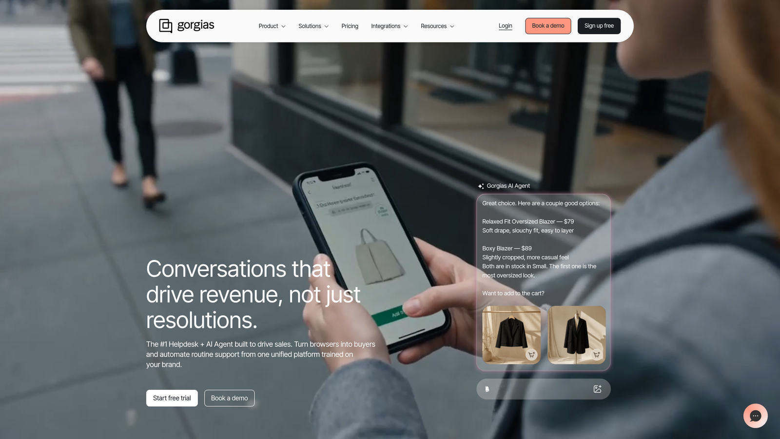 Screenshot of Gorgias website