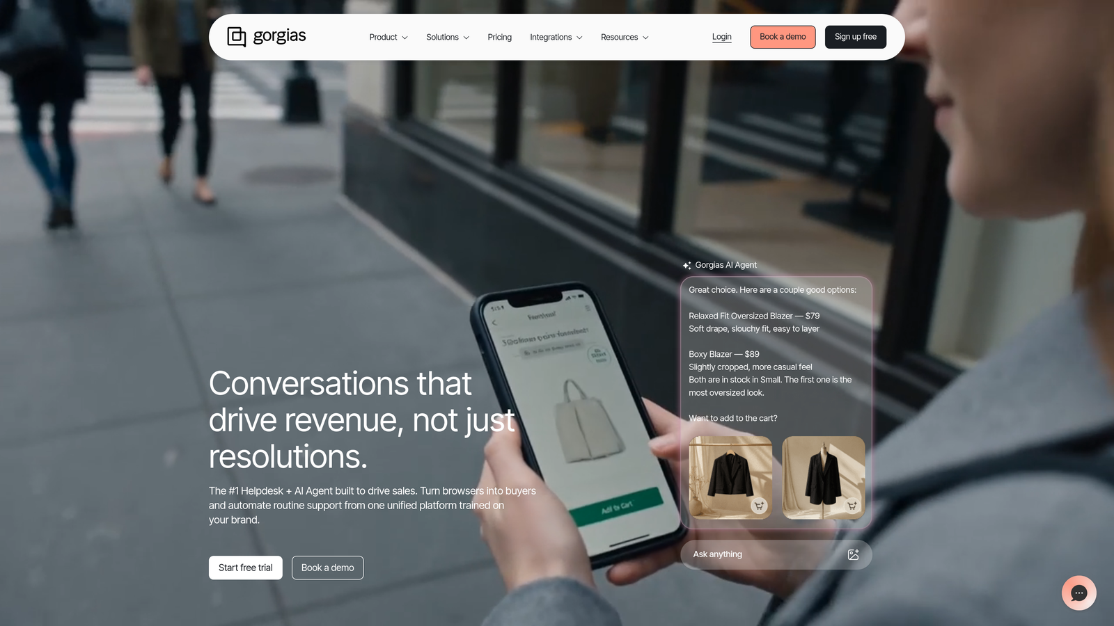 Screenshot of Gorgias website