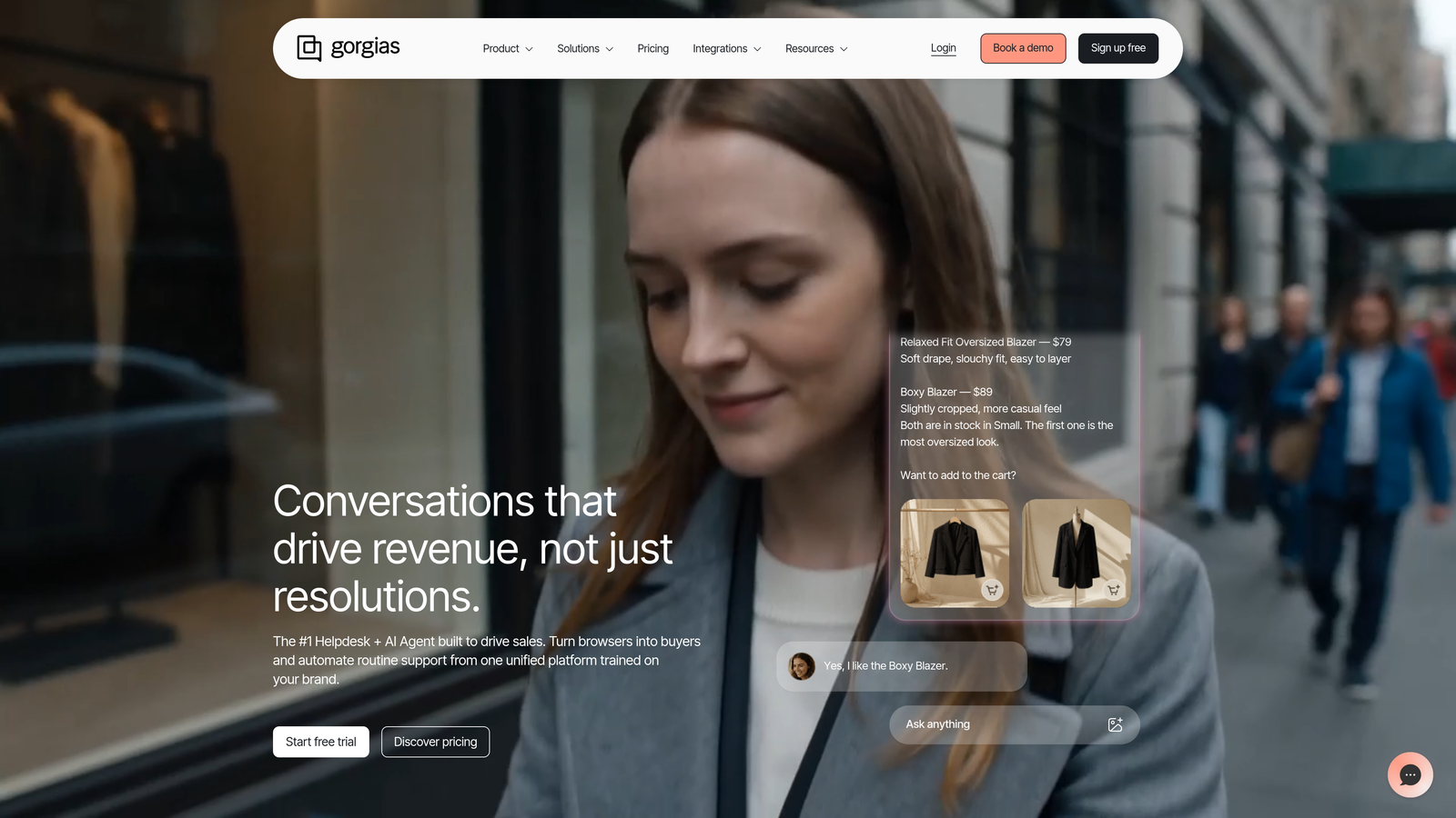 Screenshot of Gorgias website