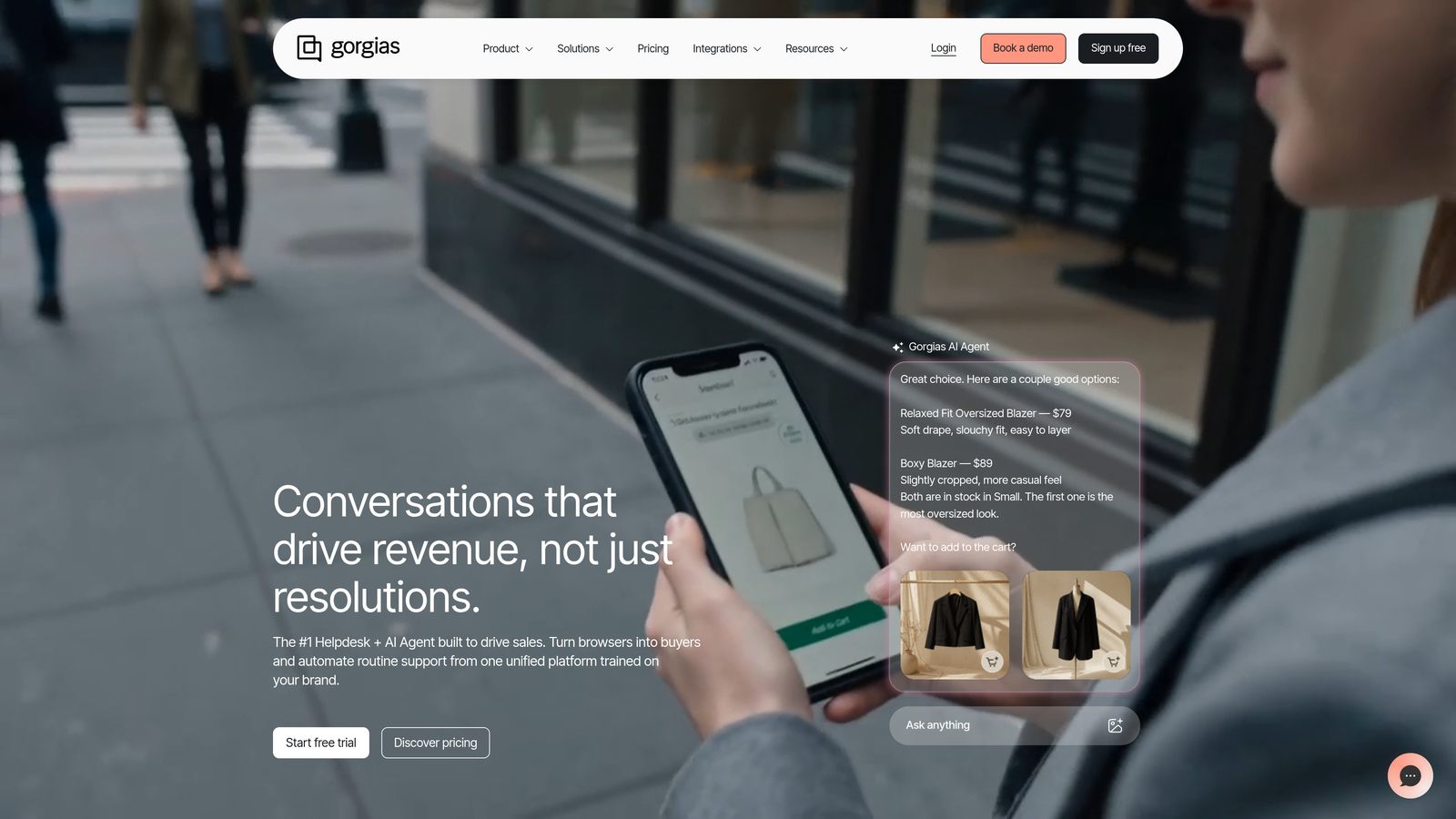 Screenshot of Gorgias website