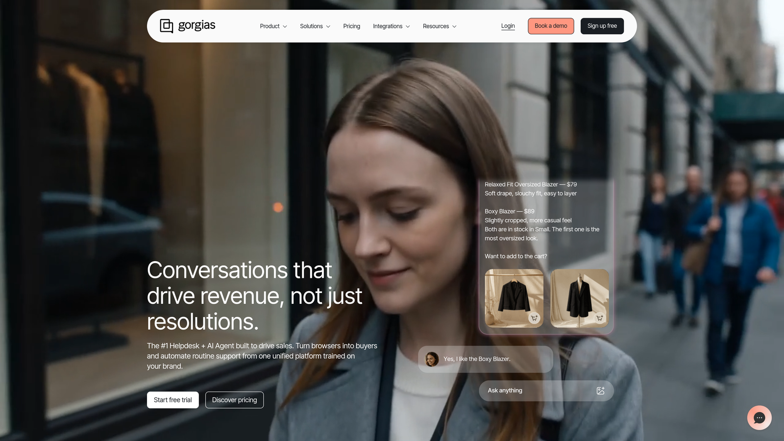 Screenshot of Gorgias website