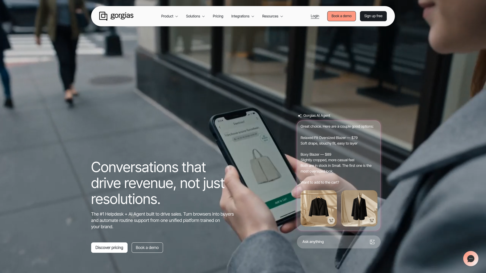 Screenshot of Gorgias website