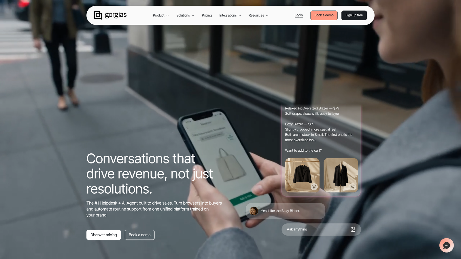 Screenshot of Gorgias website