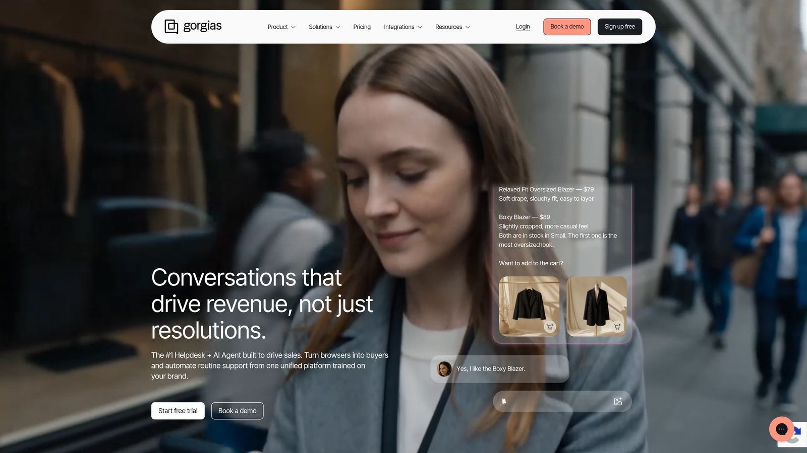 Screenshot of Gorgias website