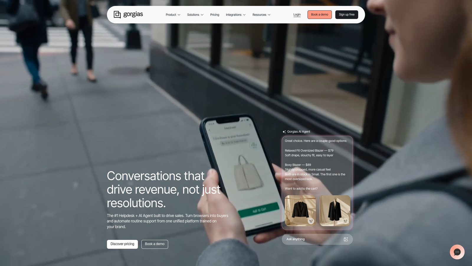 Screenshot of Gorgias website