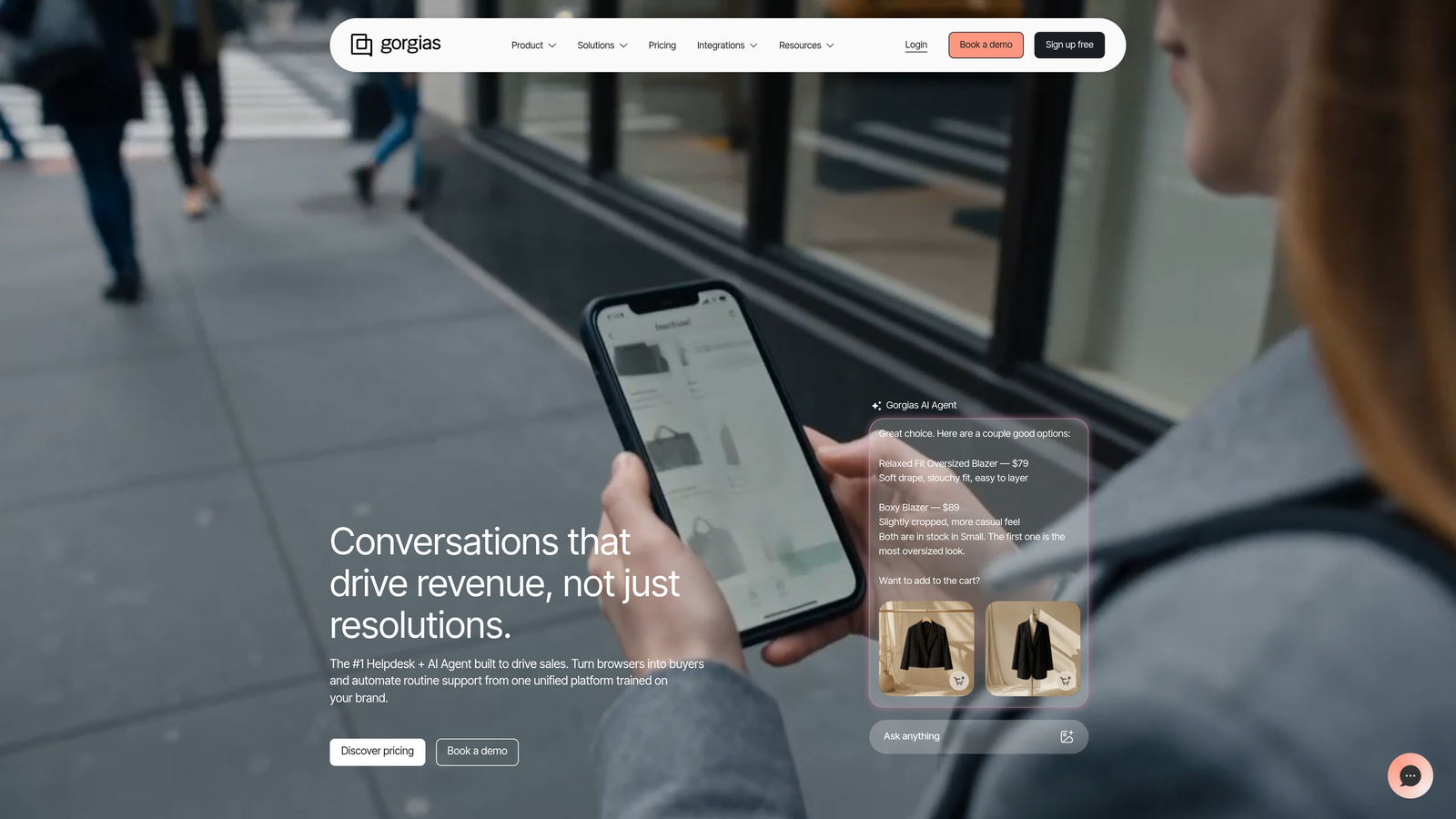 Screenshot of Gorgias website