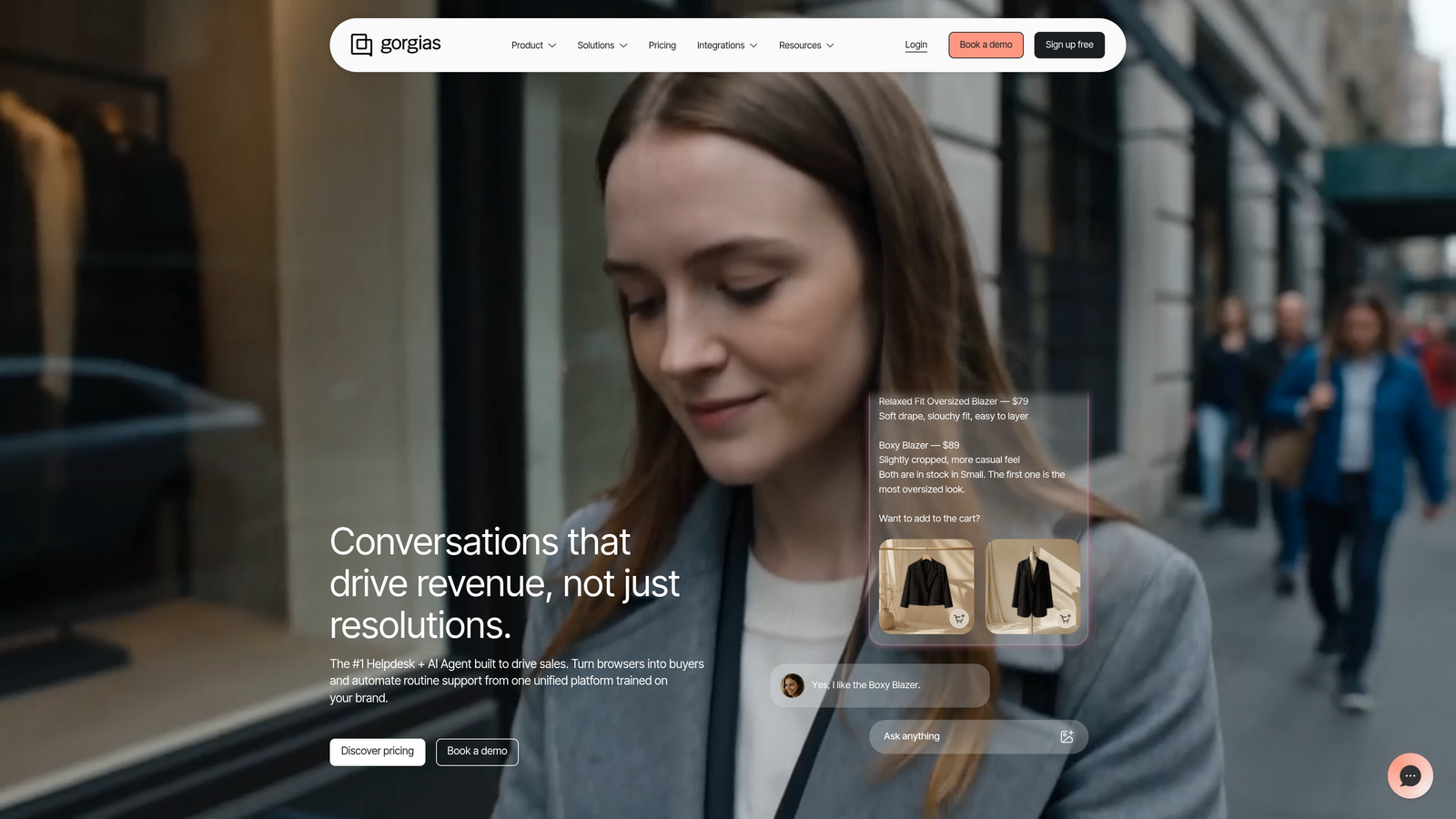Screenshot of Gorgias website