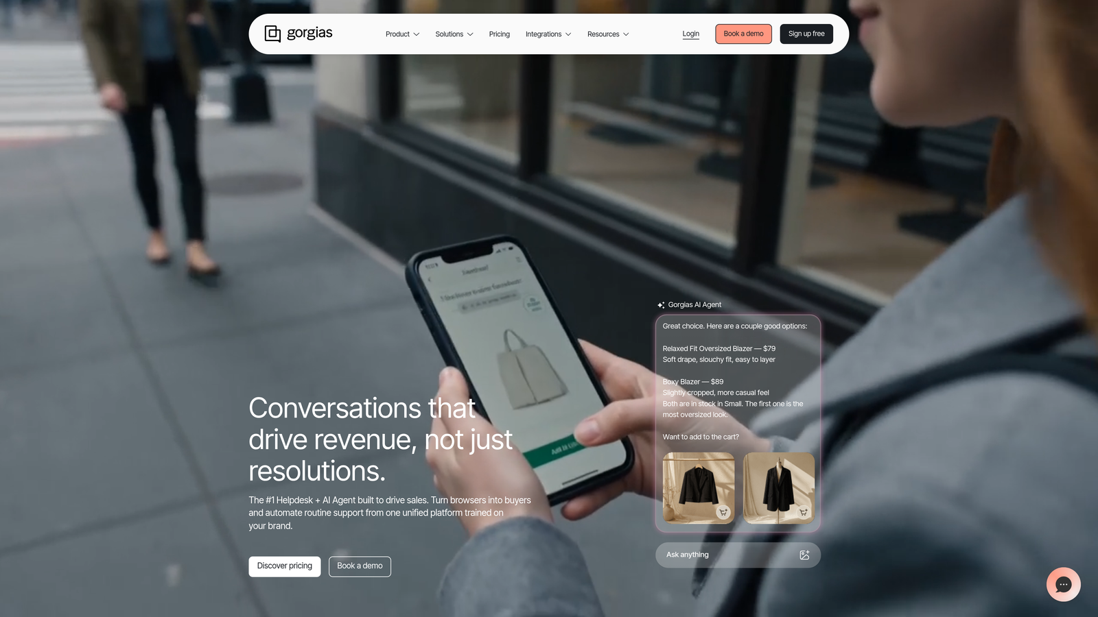 Screenshot of Gorgias website