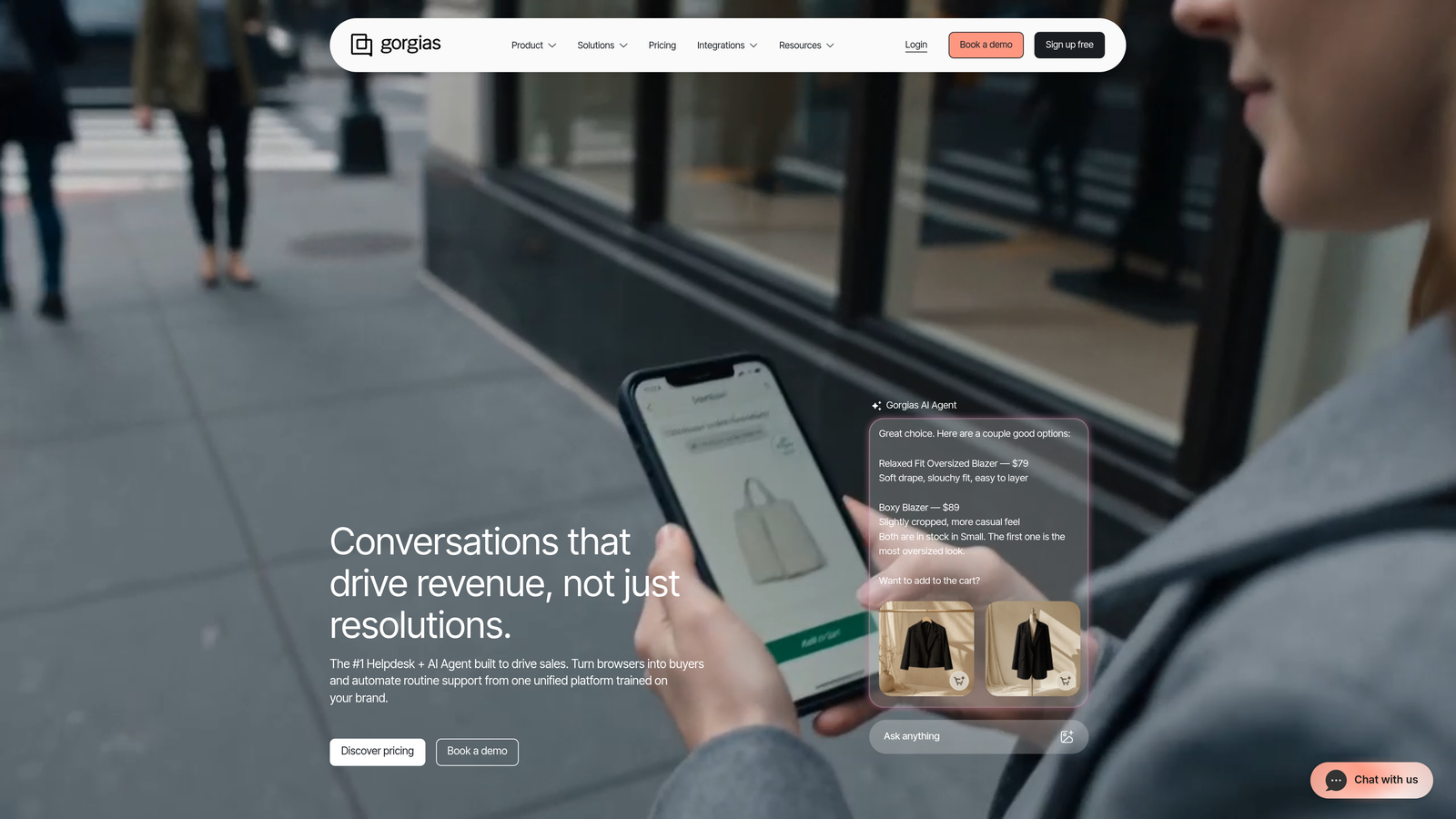 Screenshot of Gorgias website