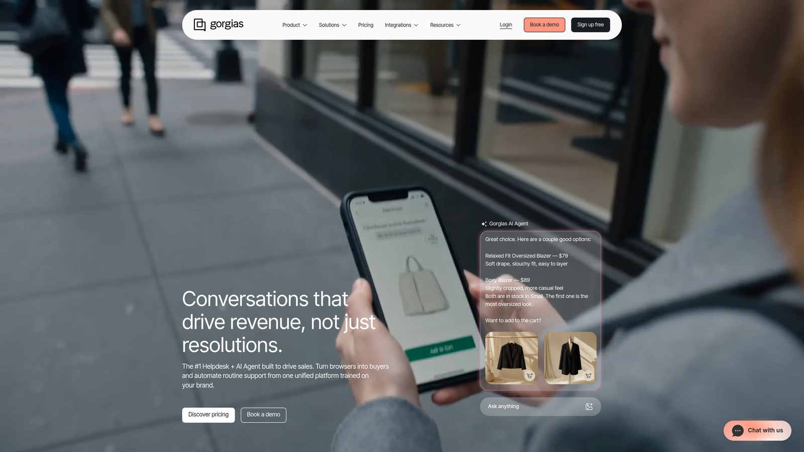 Screenshot of Gorgias website