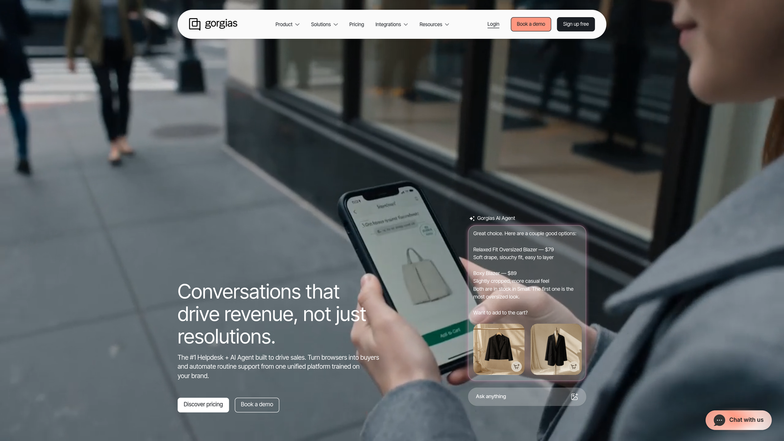 Screenshot of Gorgias website