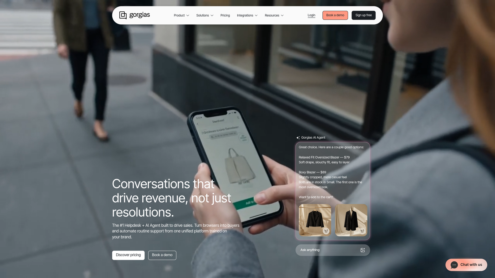 Screenshot of Gorgias website