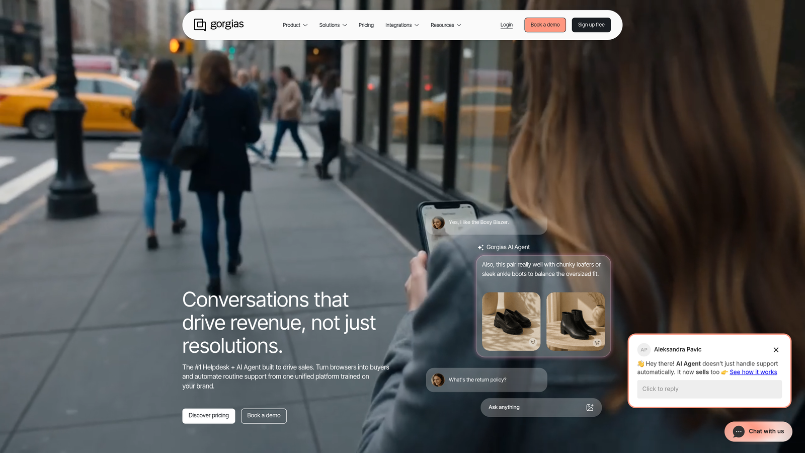 Screenshot of Gorgias website