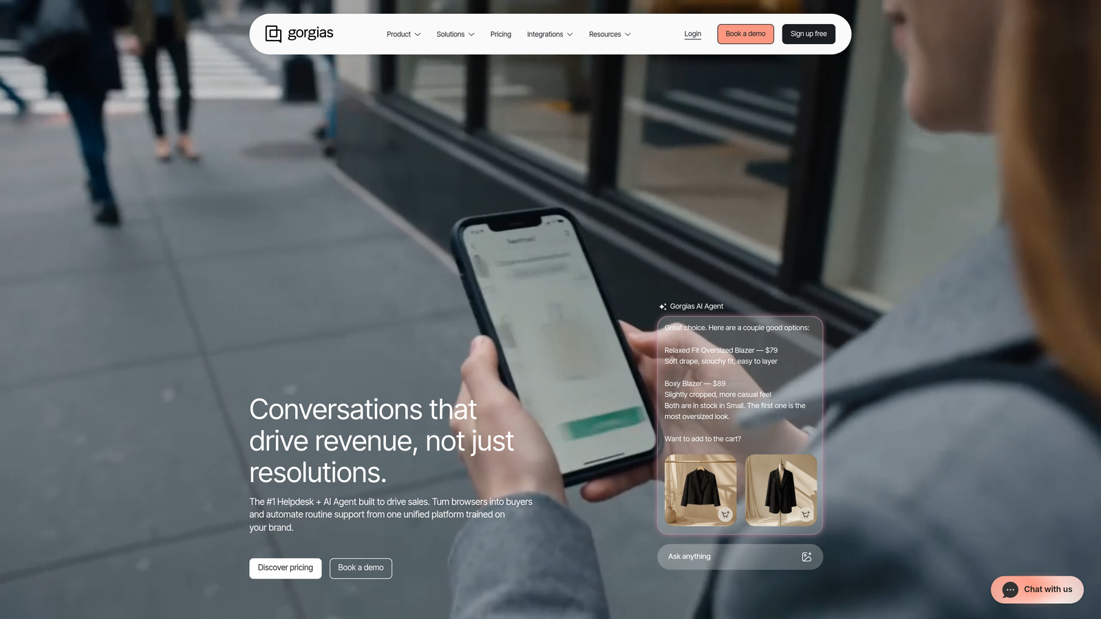 Screenshot of Gorgias website