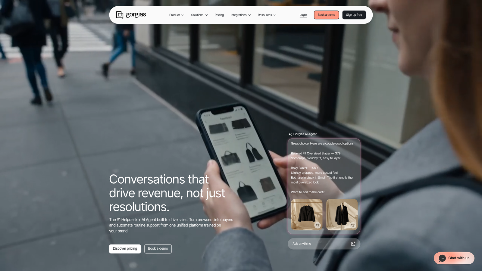 Screenshot of Gorgias website