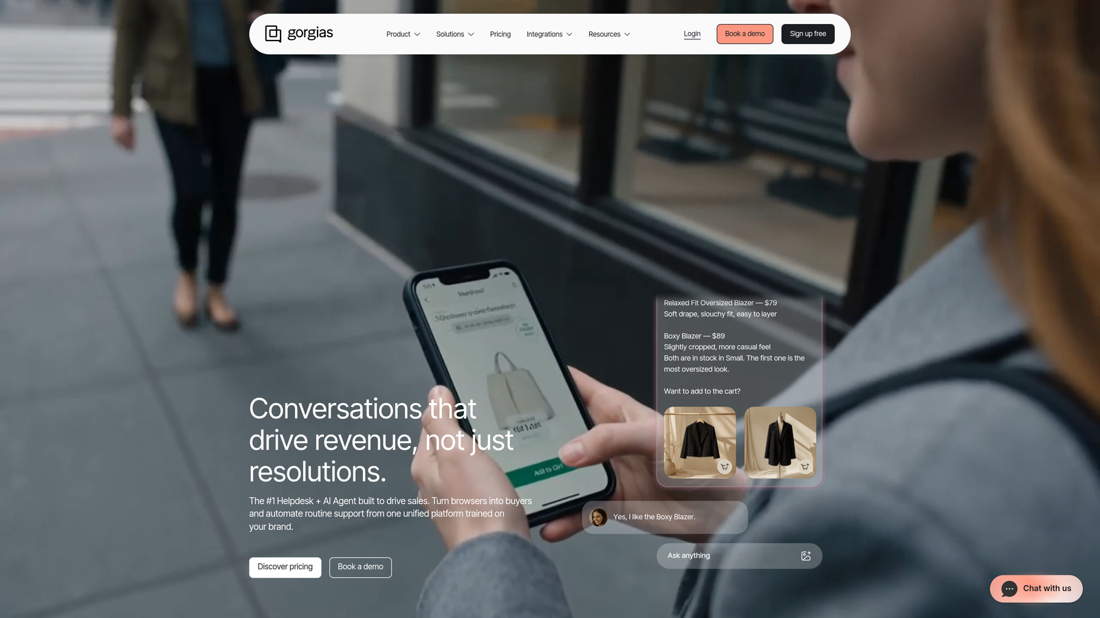 Screenshot of Gorgias website