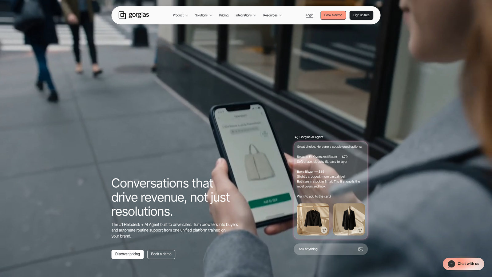 Screenshot of Gorgias website