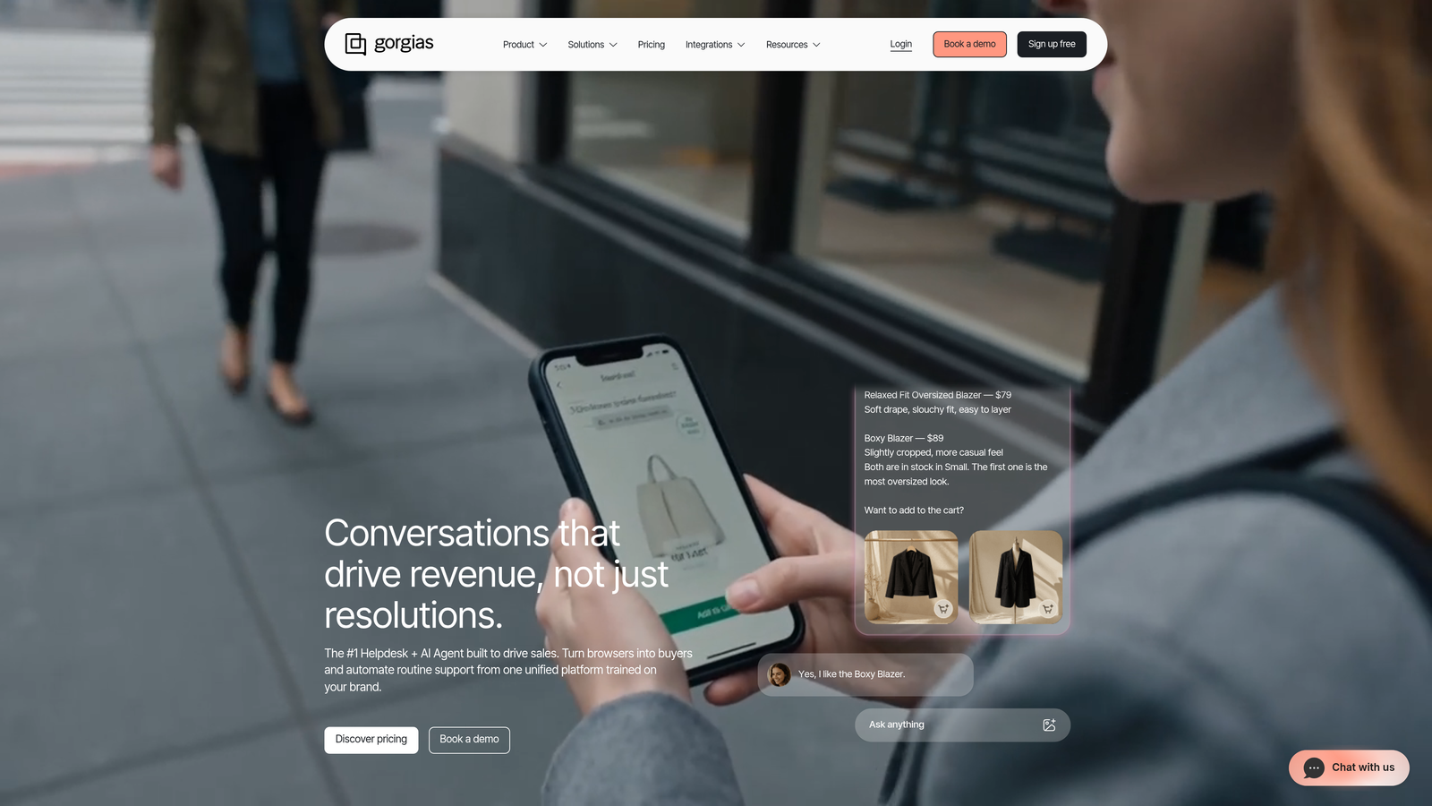 Screenshot of Gorgias website