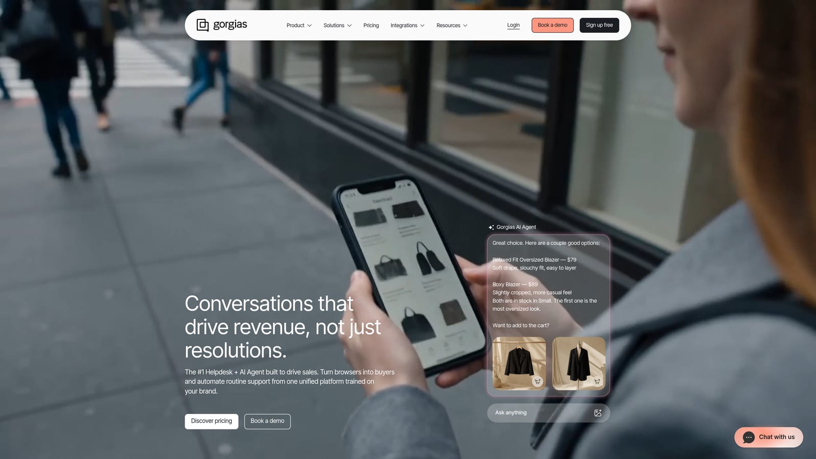 Screenshot of Gorgias website