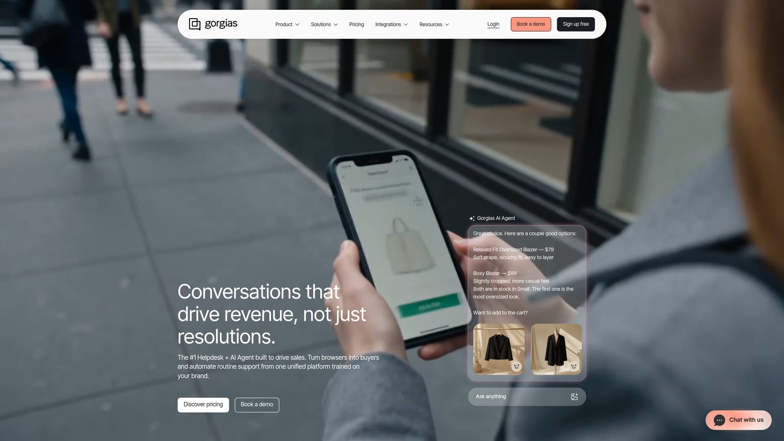 Screenshot of Gorgias website