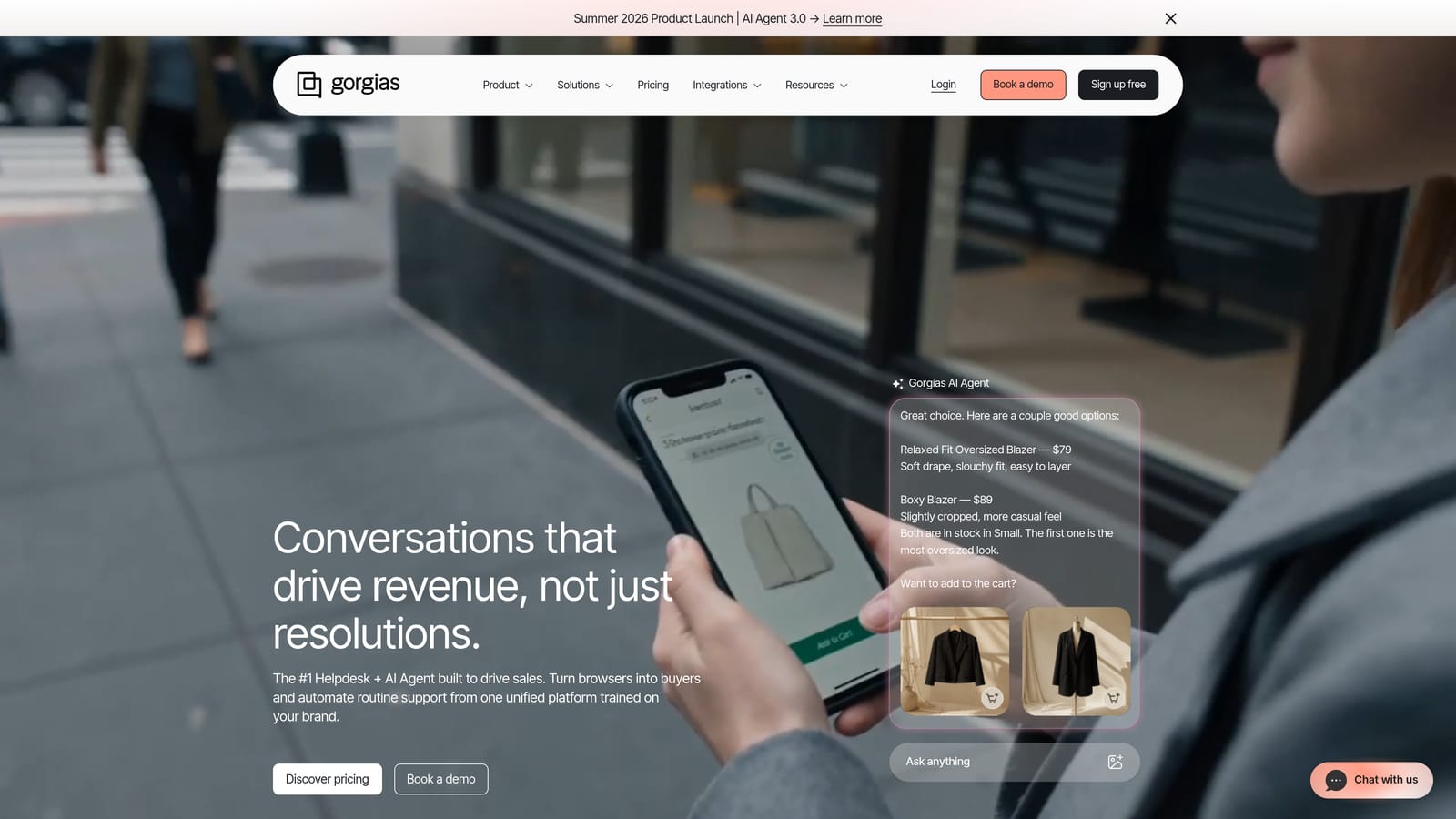 Screenshot of Gorgias website