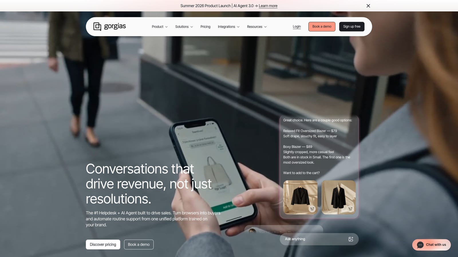 Screenshot of Gorgias website