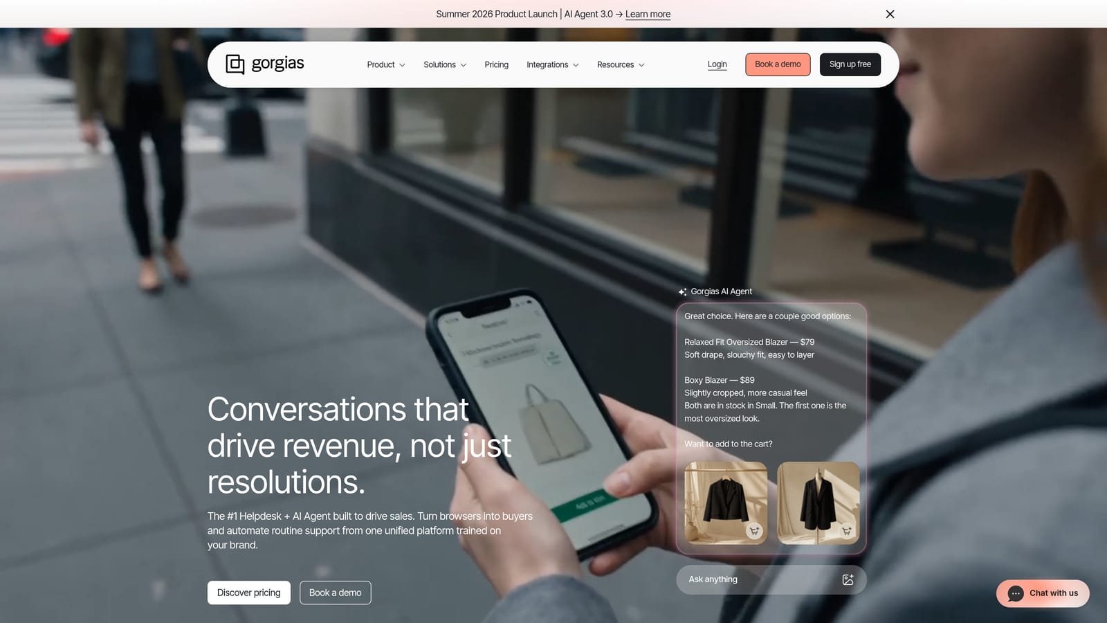 Screenshot of Gorgias website